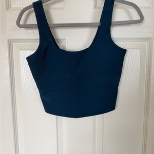 Women's Navy Blue Ribbed Sports Bra Top